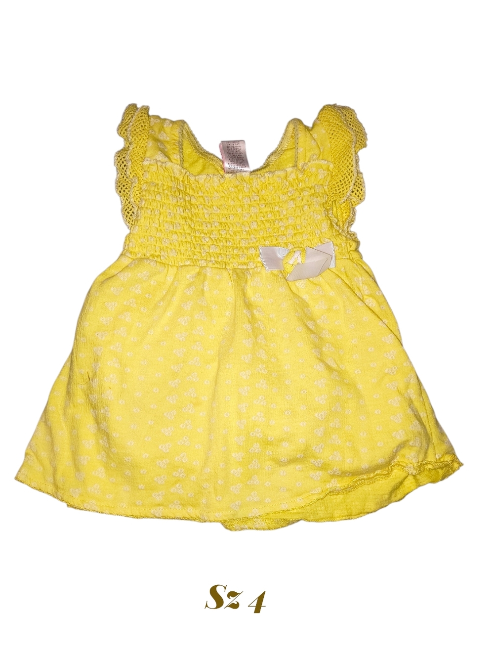 Yellow Baby Dress with Smocked Bodice and Bow